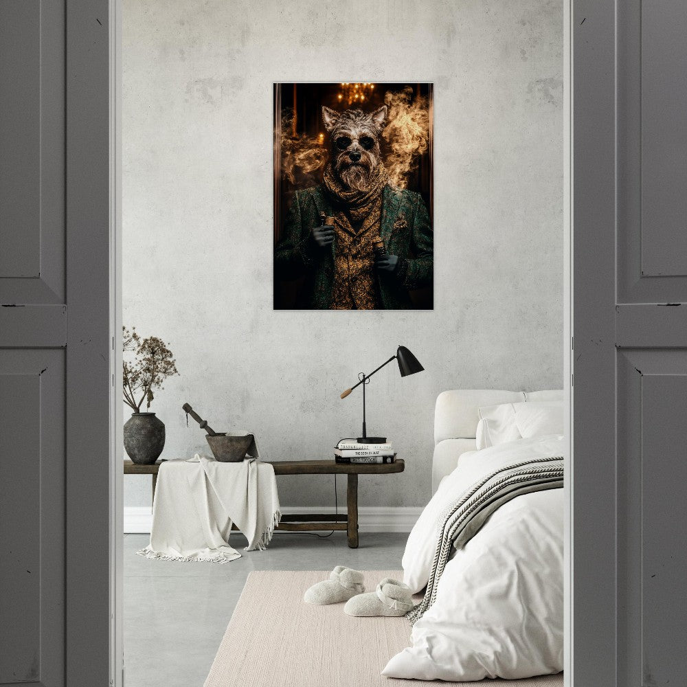 Dapper Dog with Vape Canvas Art - ROMAG Store