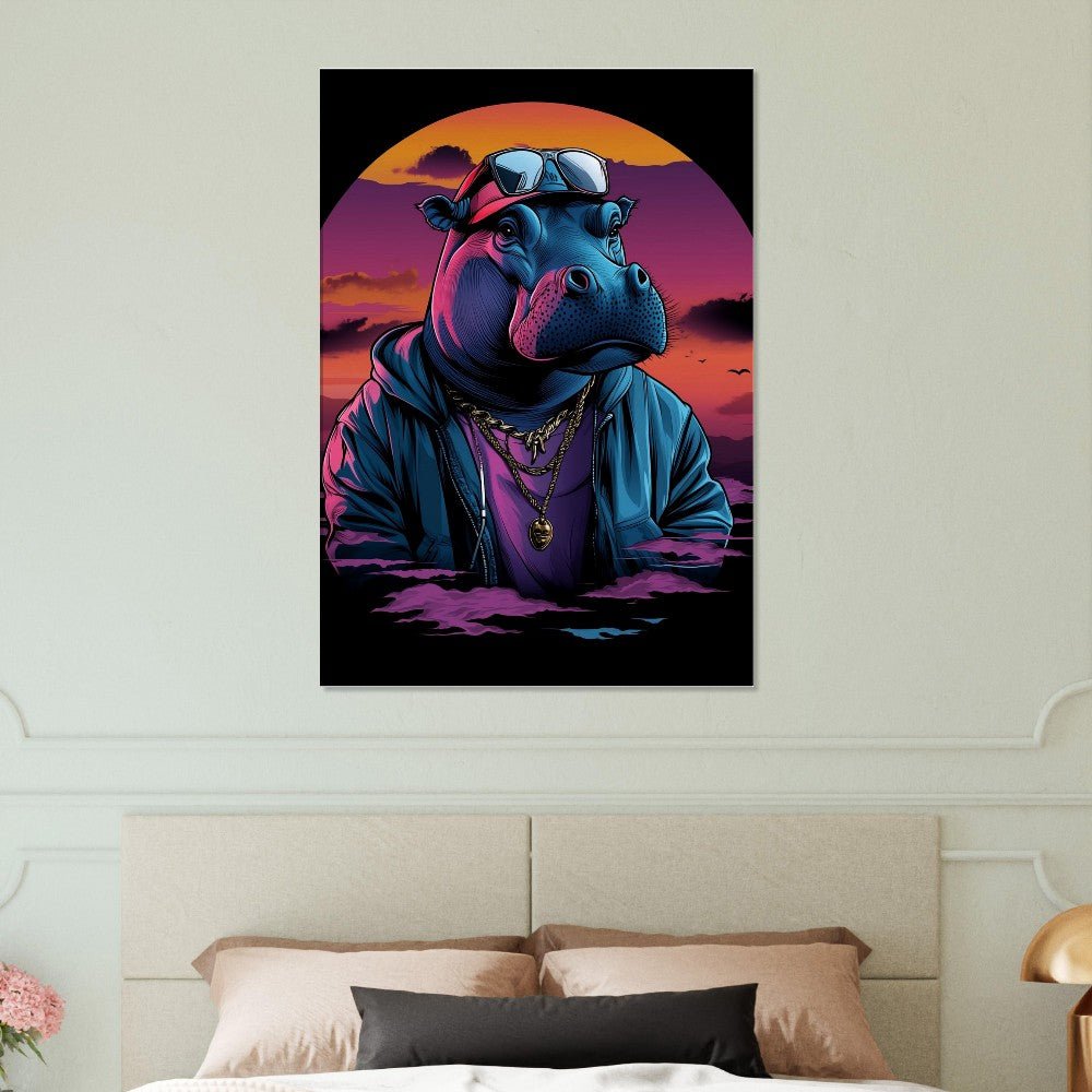 Urban Hipster Hippo Canvas Wall Art - ROMAG Store