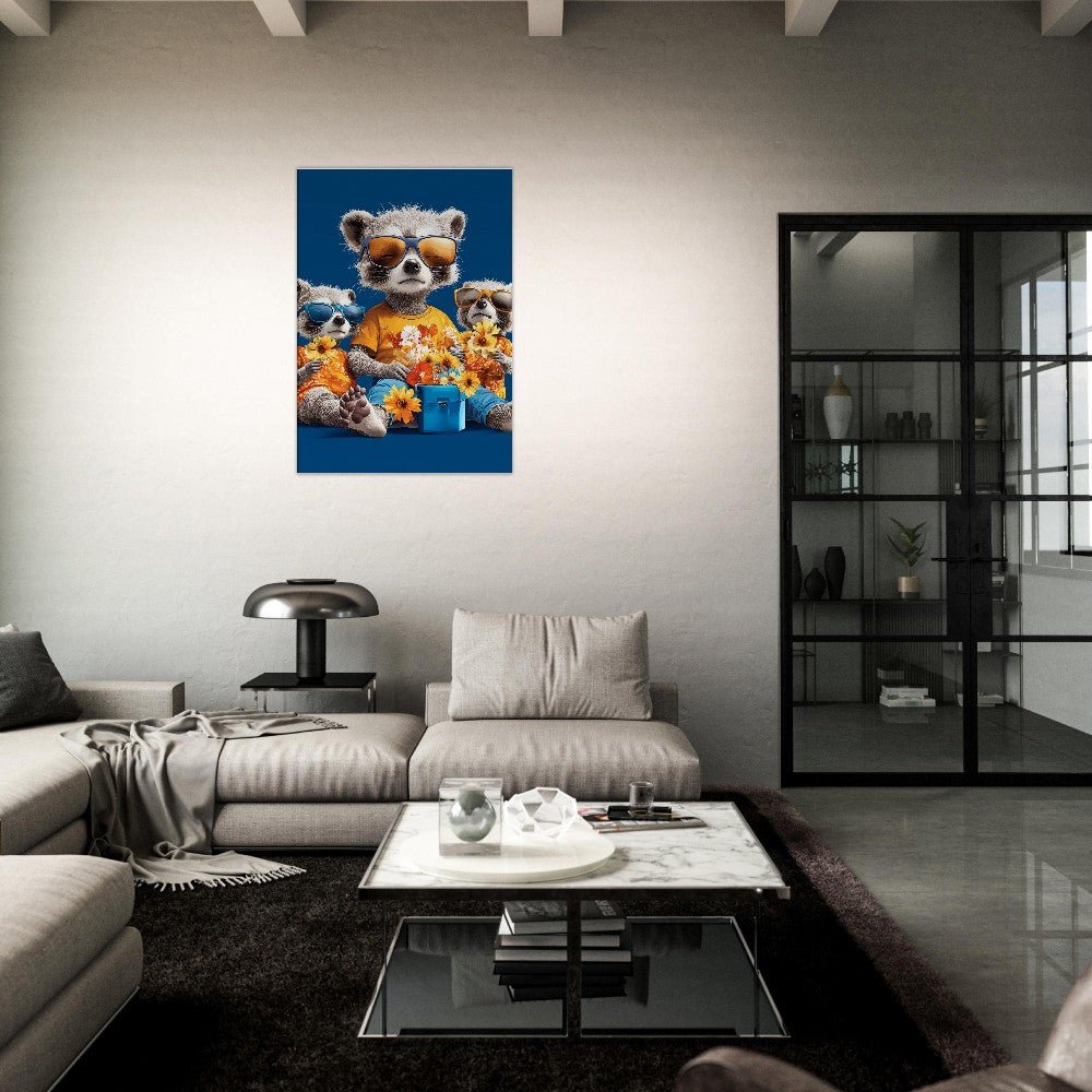 Cool Raccoon Family Canvas Art - ROMAG Store