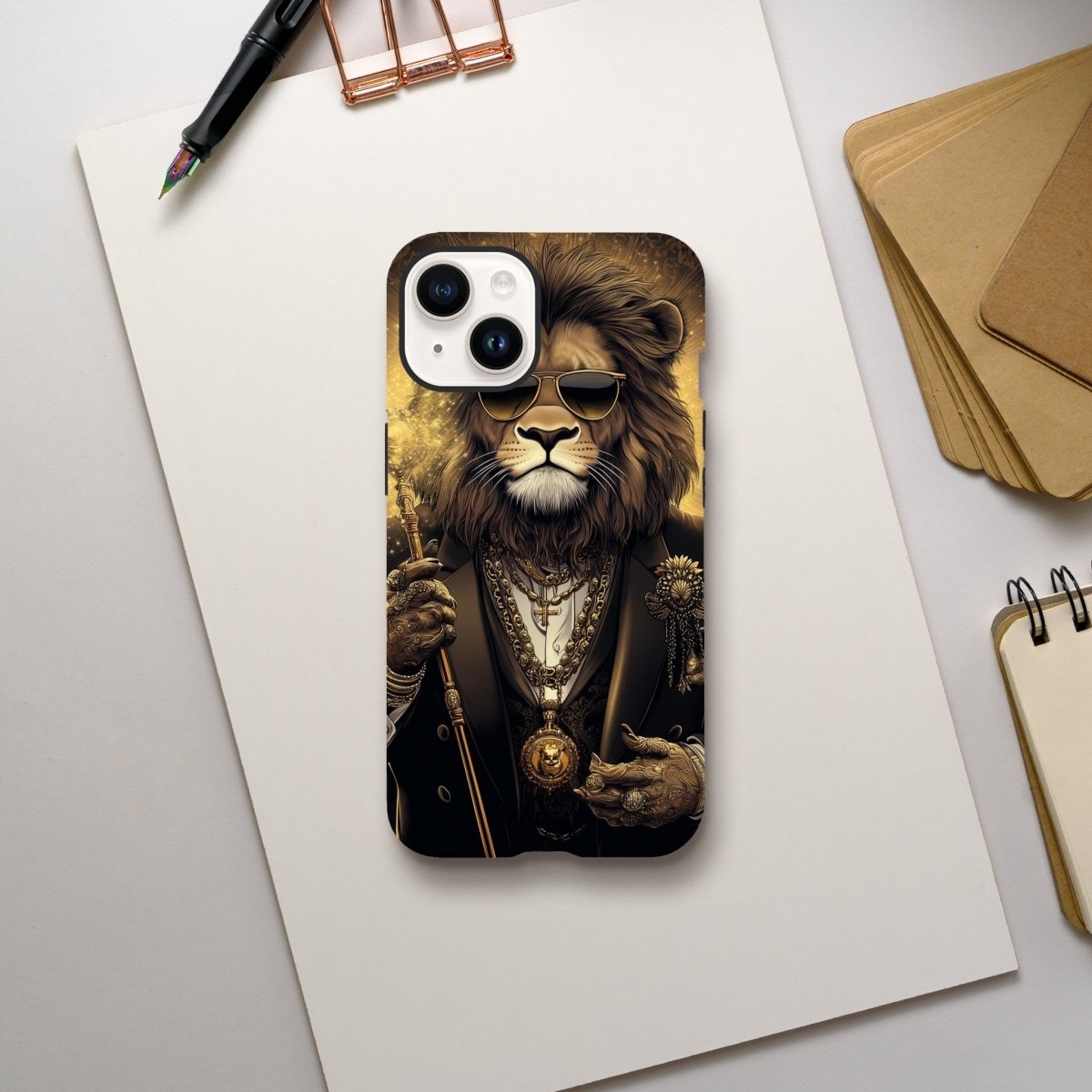 Regal Lion in Gold Glitz iPhone Tough Case - ROMAG Store