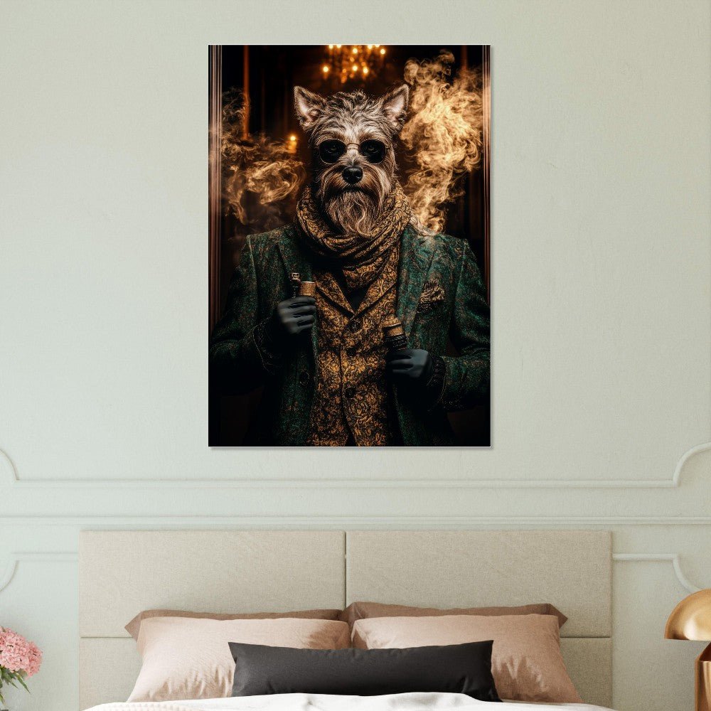 Dapper Dog with Vape Canvas Art - ROMAG Store
