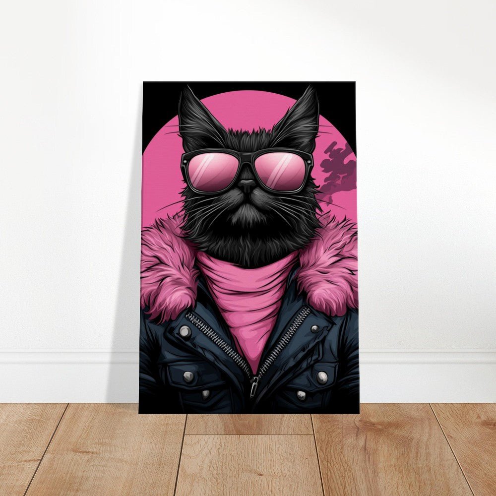 Rebel Cat in Pink Fur Canvas Art - ROMAG Store