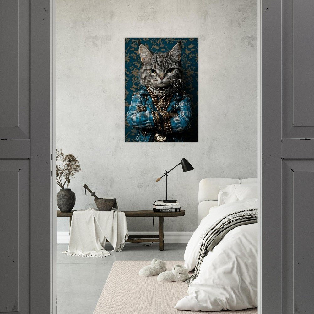 Sophisticated Cat in Plaid Canvas Art - ROMAG Store