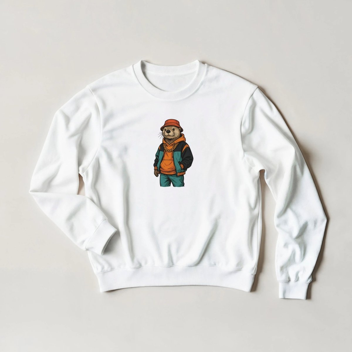 Urban Otter Sweatshirt – Streetwear Graphic, Vintage Hip - Hop Vibe - ROMAG Store