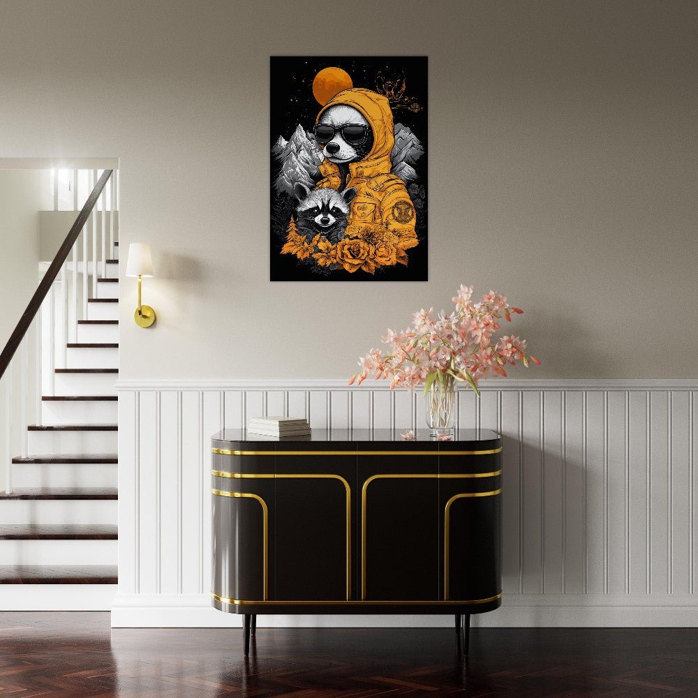 Raccoon in Hoodie Canvas Art - ROMAG Store