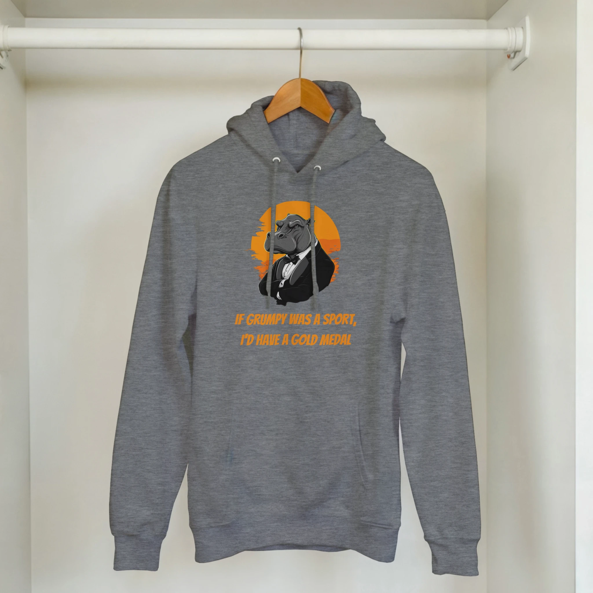 Grumpy Hippo in a Tuxedo Hoodie - ROMAG Store