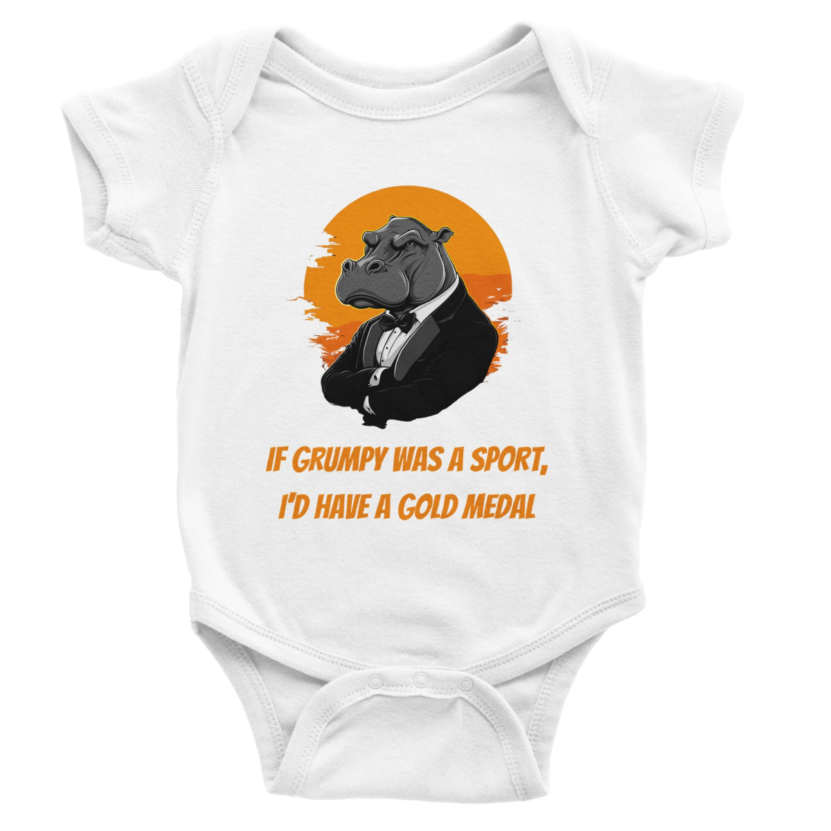 Grumpy Hippo Baby Short Sleeve Bodysuit - ROMAG Store