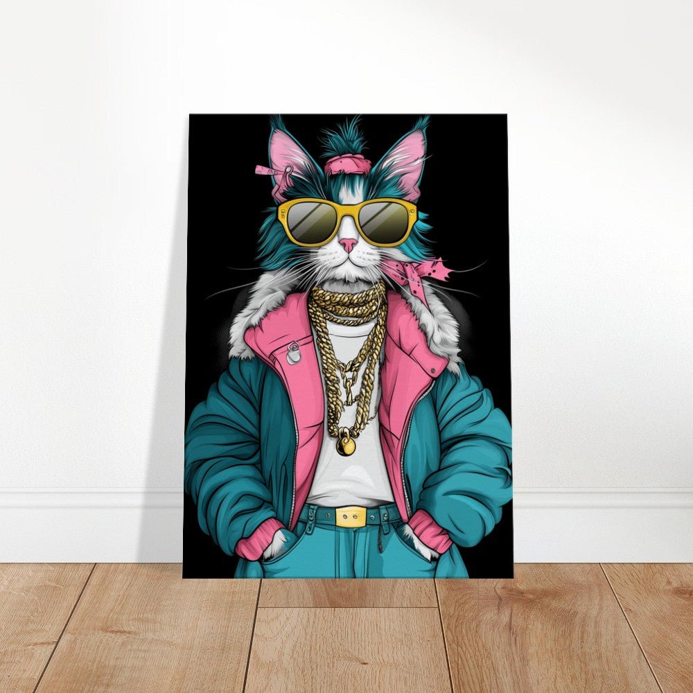 Cool Cat in Teal & Pink Canvas Art - ROMAG Store