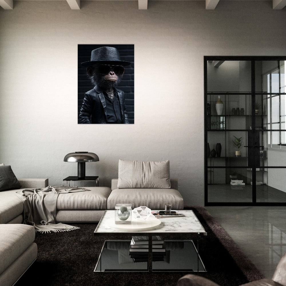 Chimp in Black Suit Canvas - ROMAG Store