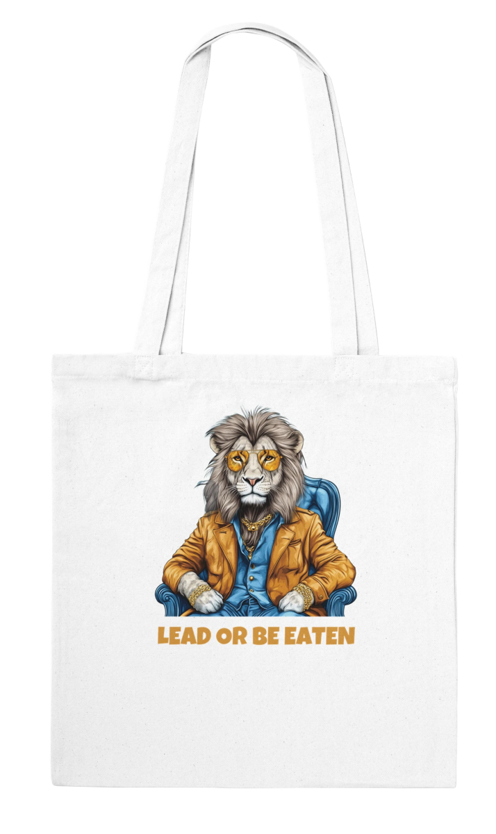 Lead or Be Eaten Lion Tote Bag - ROMAG Store