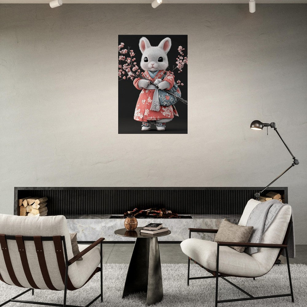 Chic Bunny in Kimono Canvas Art - ROMAG Store