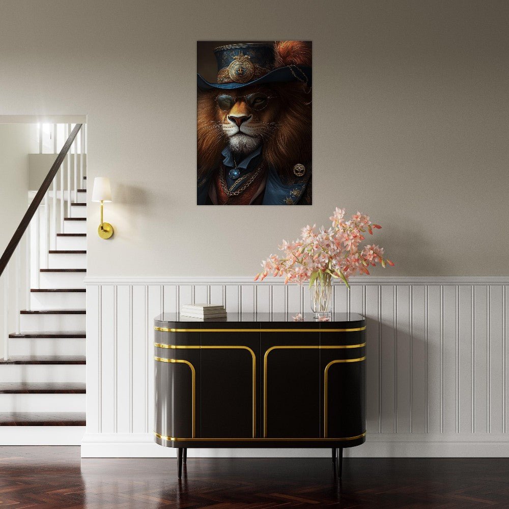 Regal Lion in Steampunk Attire Canvas - ROMAG Store