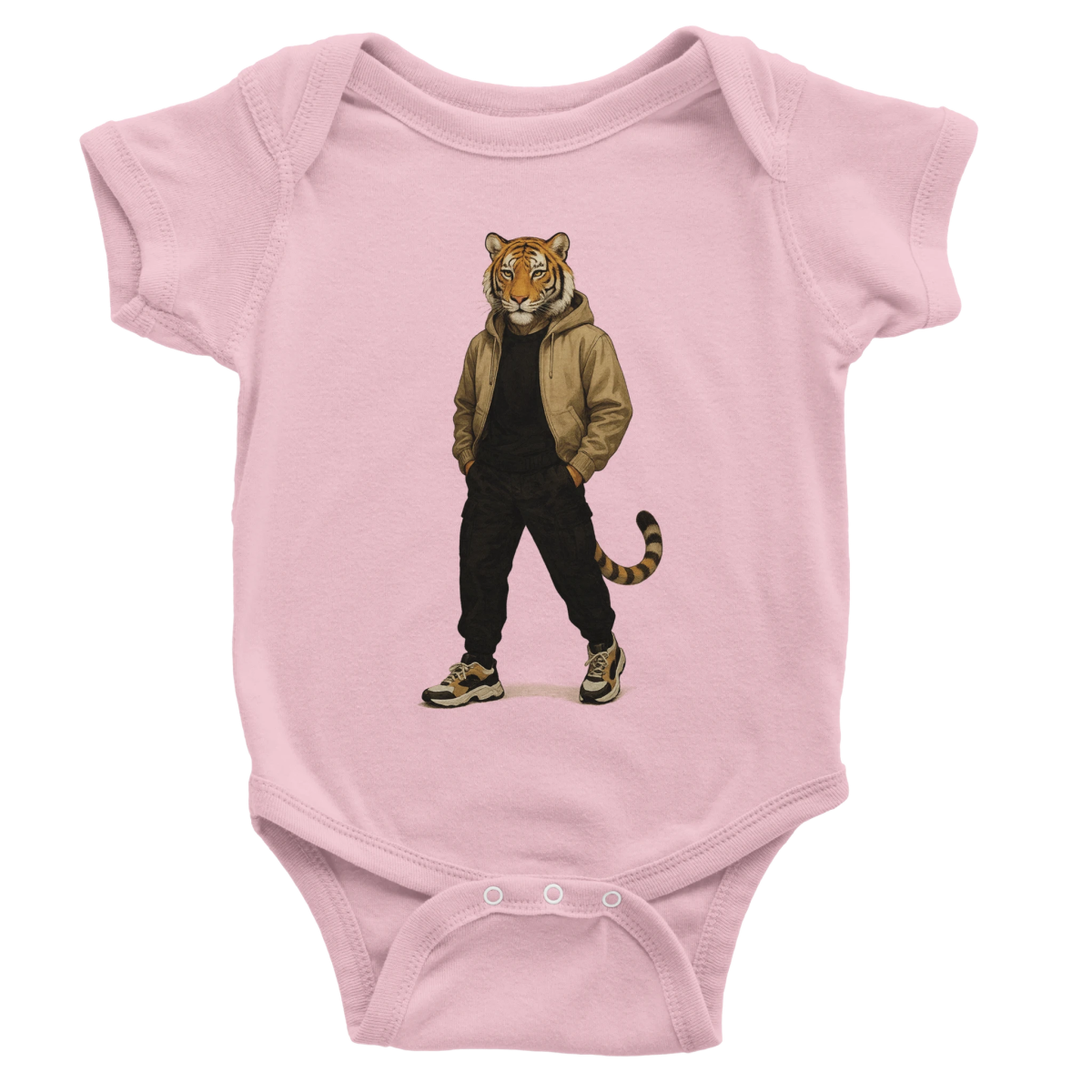 Tiger Street Style Baby Short Sleeve Bodysuit - ROMAG Store