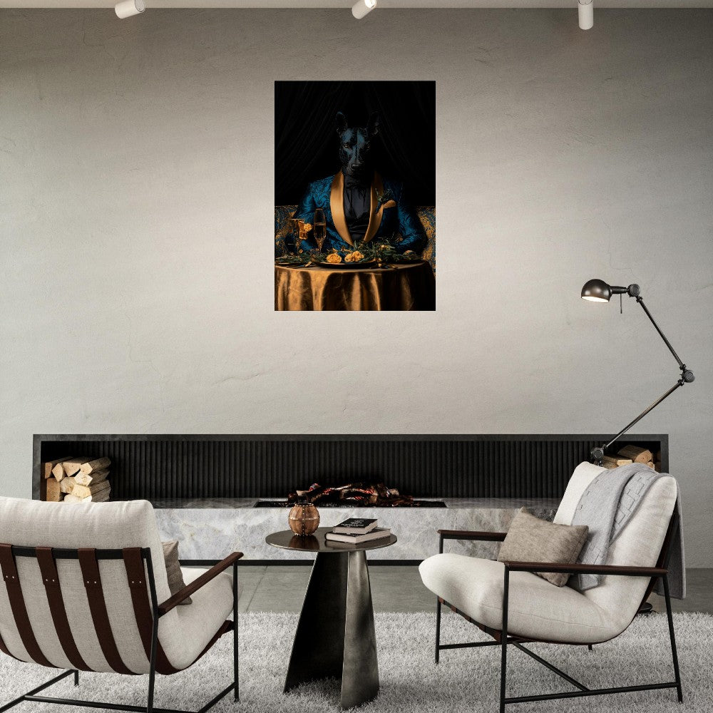 Doberman in Teal Suit Canvas - ROMAG Store