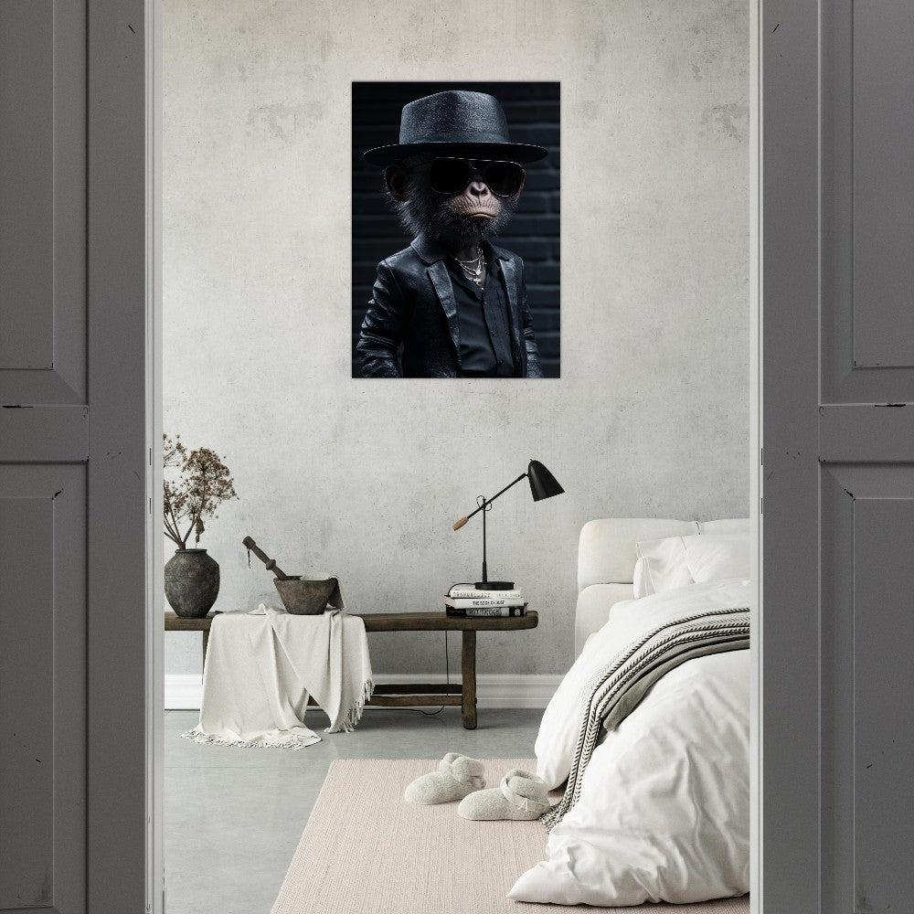 Chimp in Black Suit Canvas - ROMAG Store
