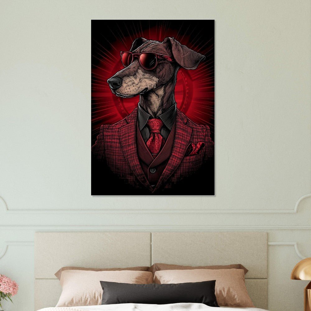 Red Suit Dapper Dog Canvas Wall Art - ROMAG Store
