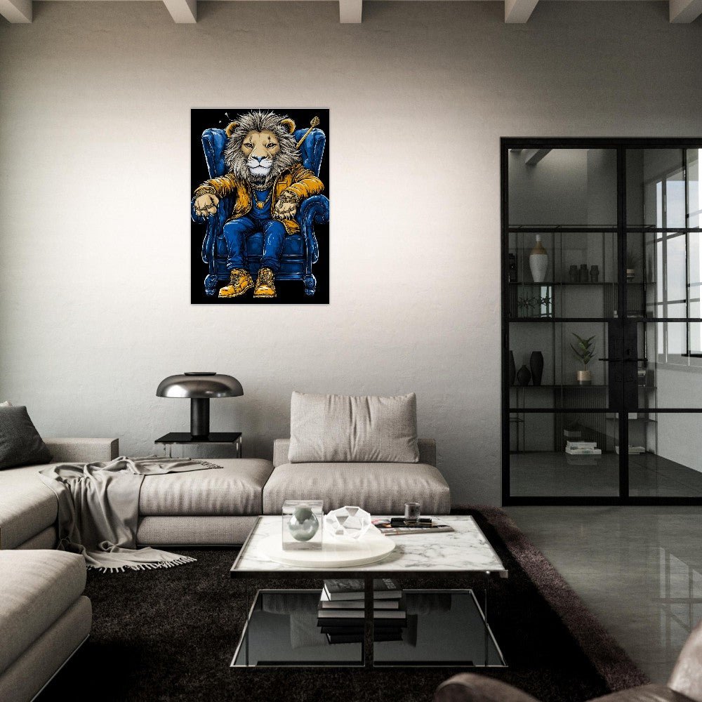 Royal Lion in Blue & Gold Canvas Art - ROMAG Store