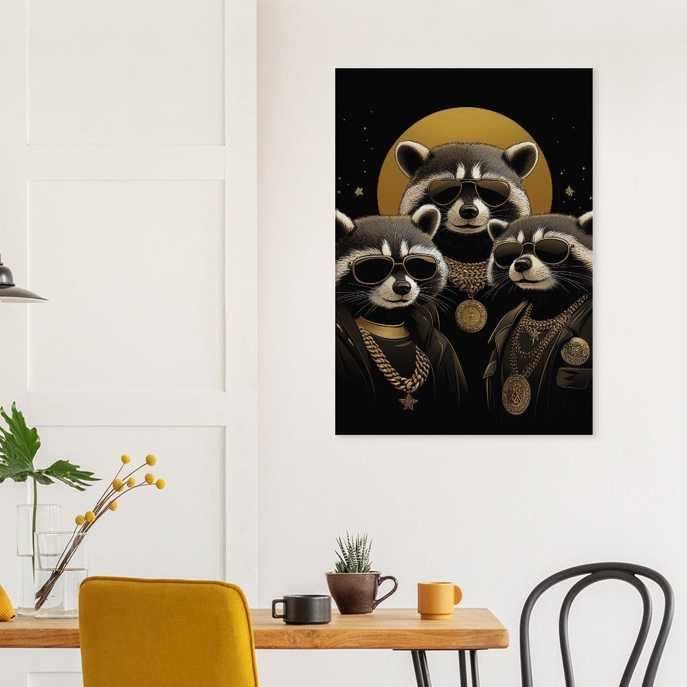 Luxury Raccoon Gang Canvas Art - ROMAG Store