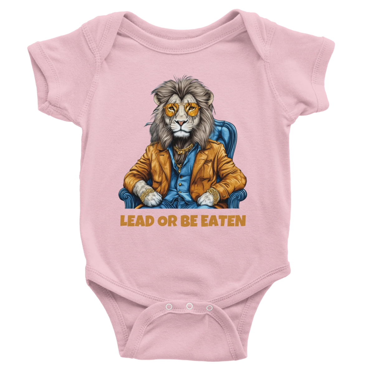 Lead or Be Eaten Lion Baby Short Sleeve Bodysuit - ROMAG Store
