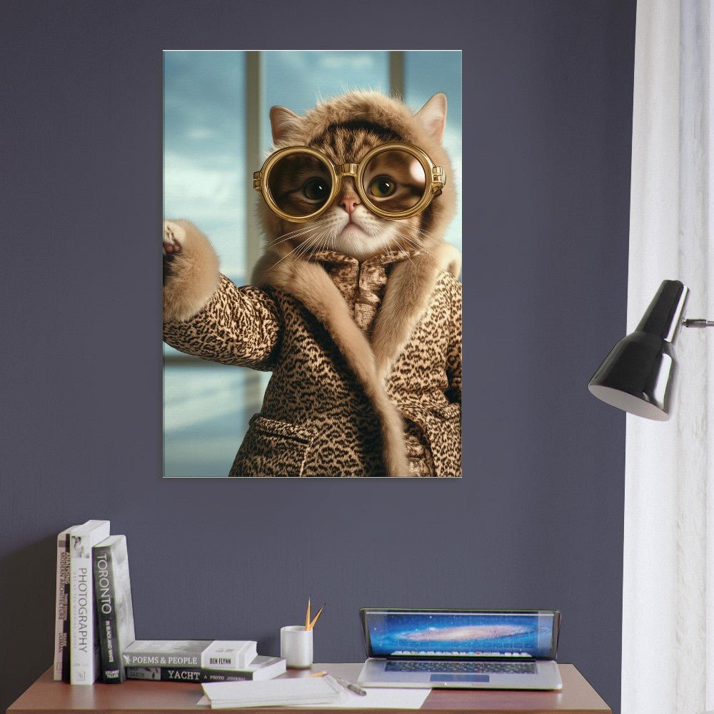 Luxury Cat in Fur Coat Canvas - ROMAG Store