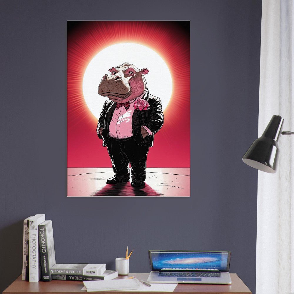 Dapper Hippo Canvas Art - ROMAG Store
