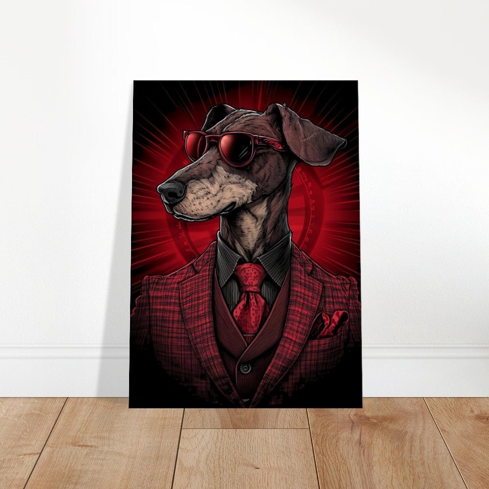 Red Suit Dapper Dog Canvas Wall Art - ROMAG Store