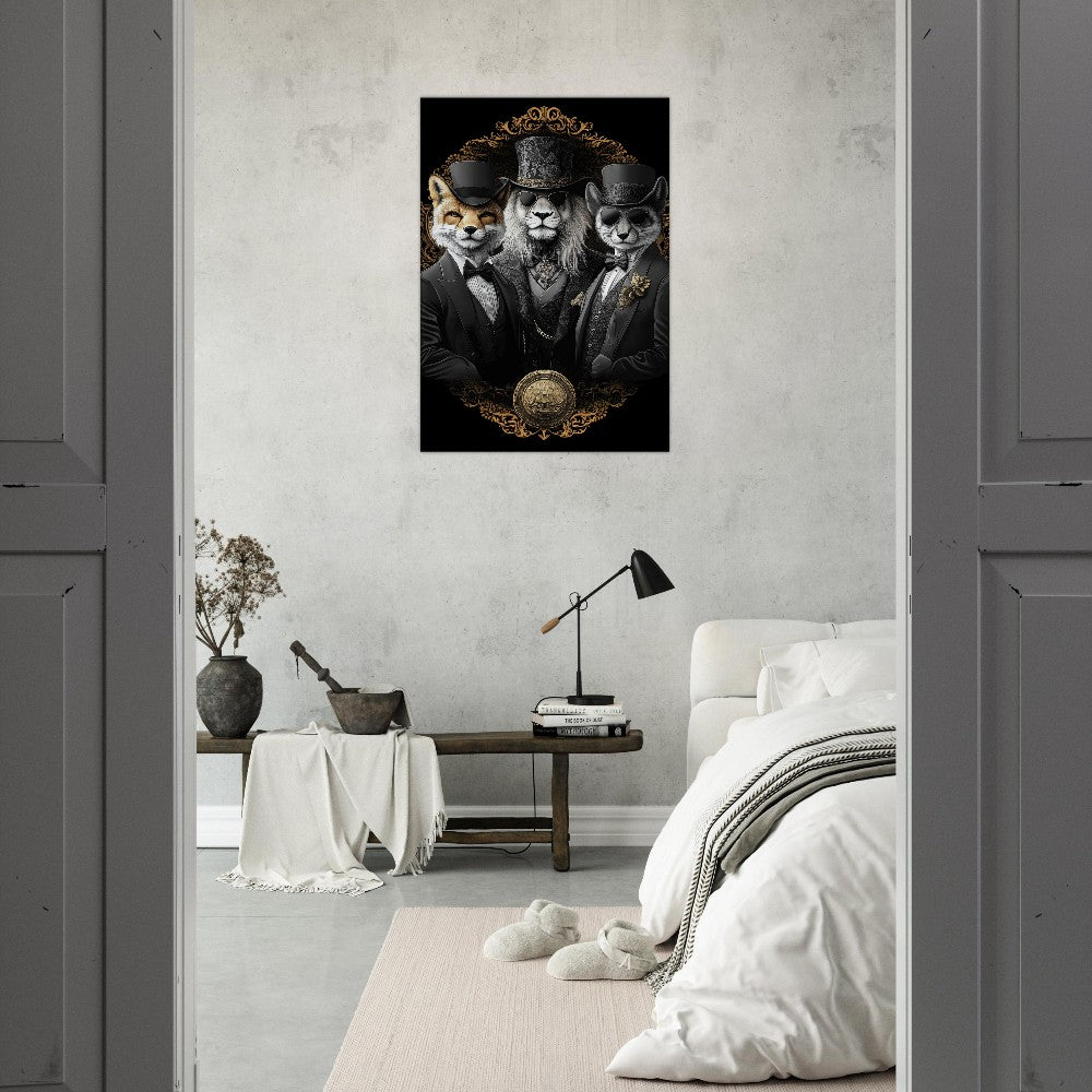 Luxury Animal Wall Art – Suited Fox & Lion Canvas - ROMAG Store