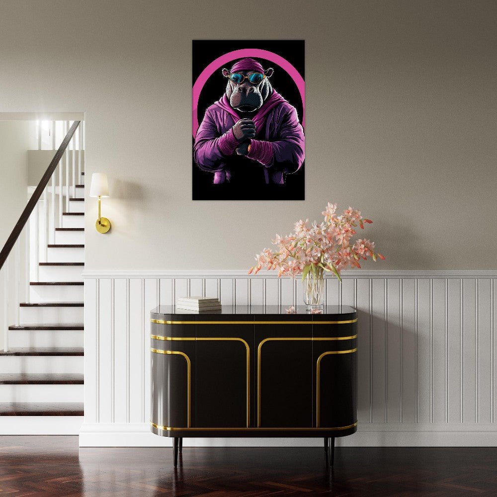 Urban Hippo in Pink Canvas Art - ROMAG Store