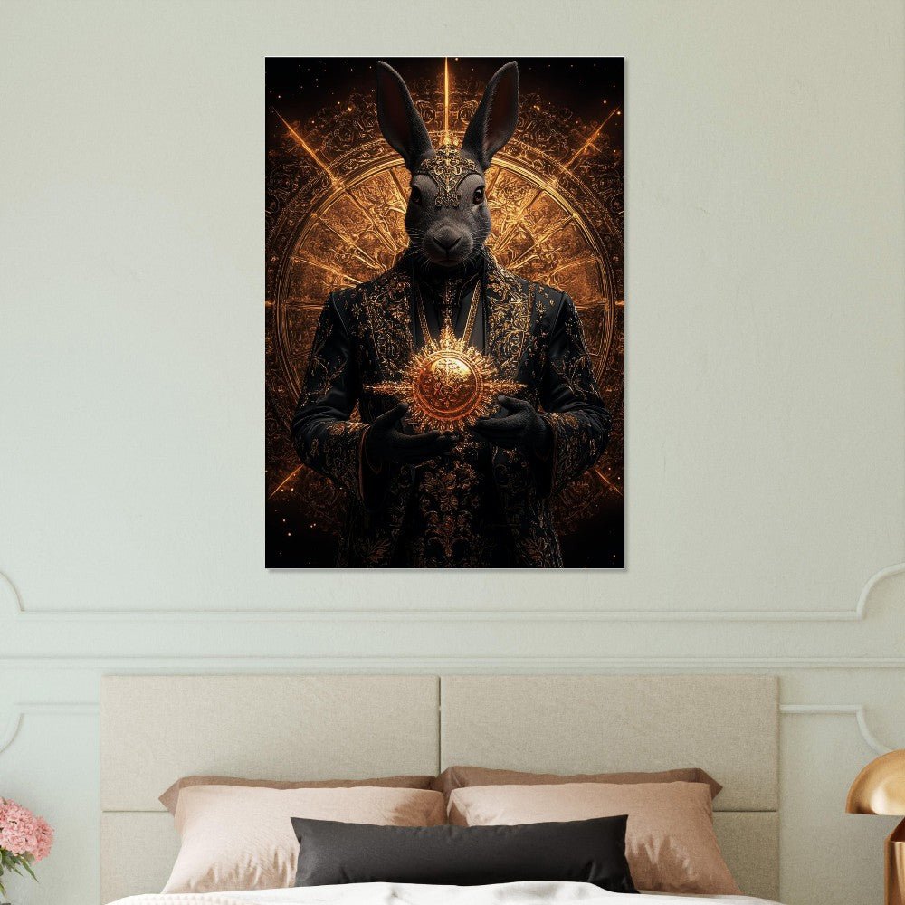 Mystical Gold&Black Regal Rabbit Canvas Wall Art - ROMAG Store