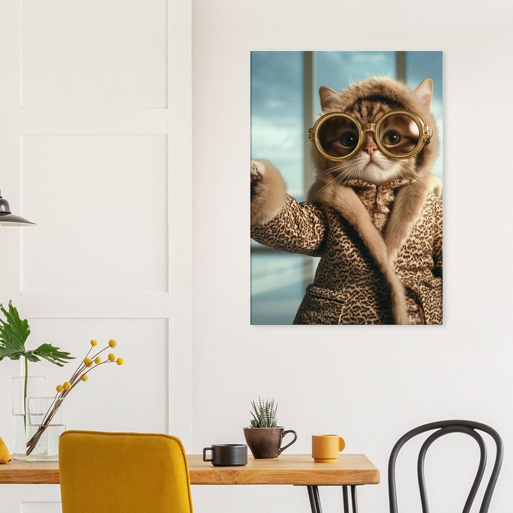 Luxury Cat in Fur Coat Canvas - ROMAG Store