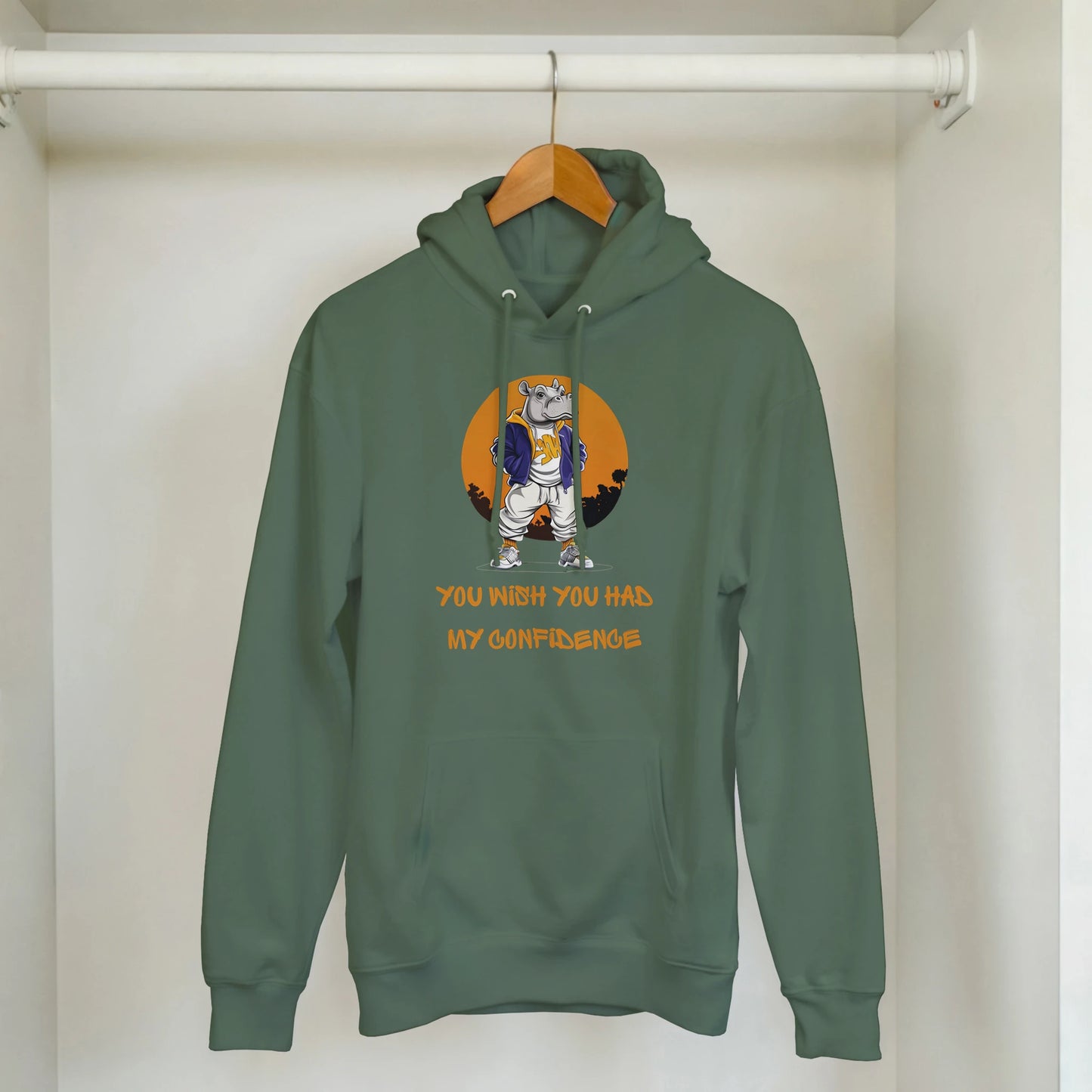 Confident Hippo Streetwear Hoodie - ROMAG Store