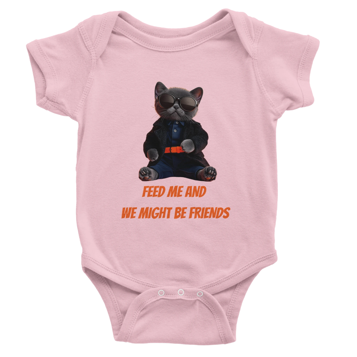"Feed Me" Cat Baby Short Sleeve Bodysuit - ROMAG Store