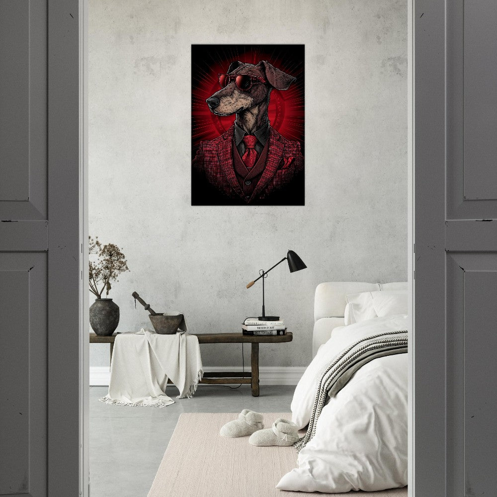 Red Suit Dapper Dog Canvas Wall Art - ROMAG Store