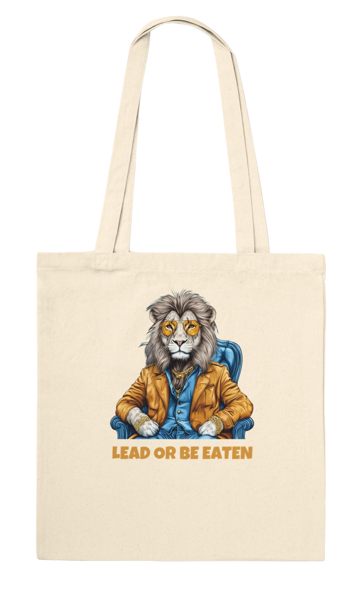 Lead or Be Eaten Lion Tote Bag - ROMAG Store