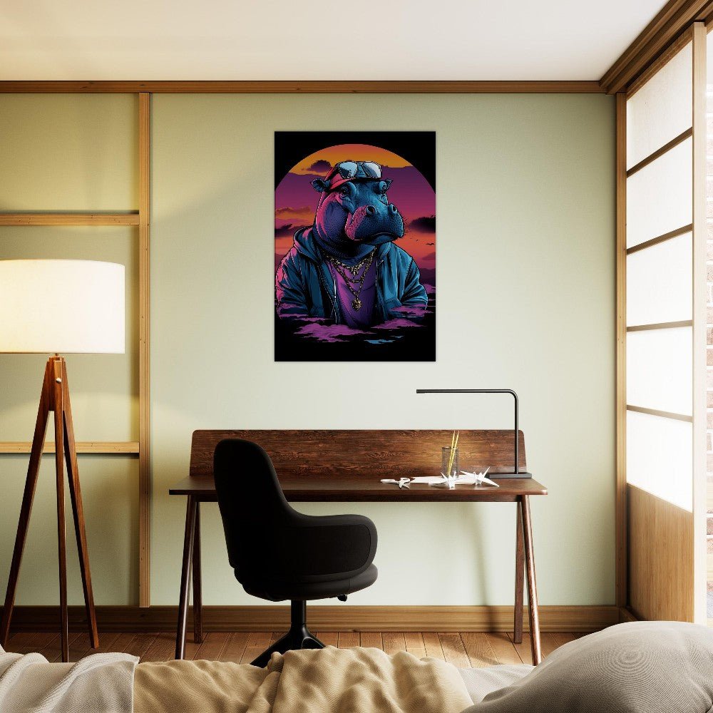 Urban Hipster Hippo Canvas Wall Art - ROMAG Store