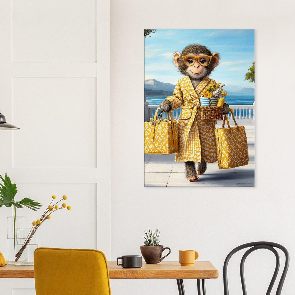 Chic Monkey in Robe Canvas Print - ROMAG Store