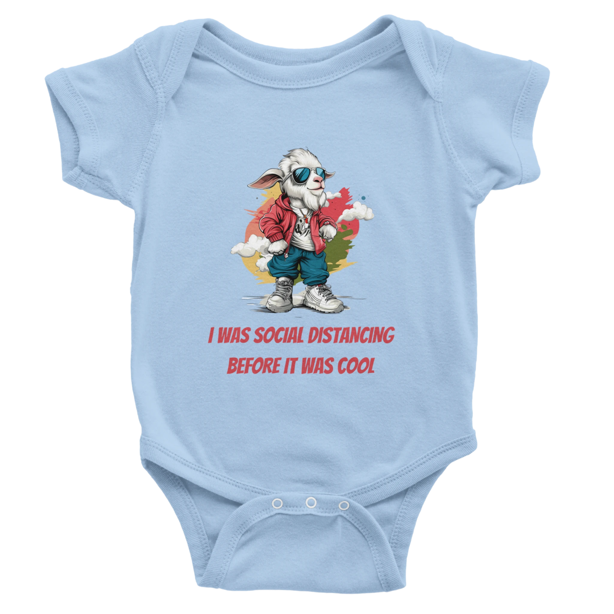 Goat 'Social Distancing' Baby Short Sleeve Bodysuit - ROMAG Store