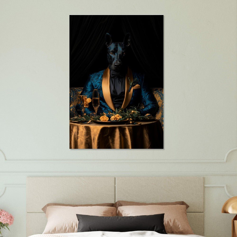 Doberman in Teal Suit Canvas - ROMAG Store