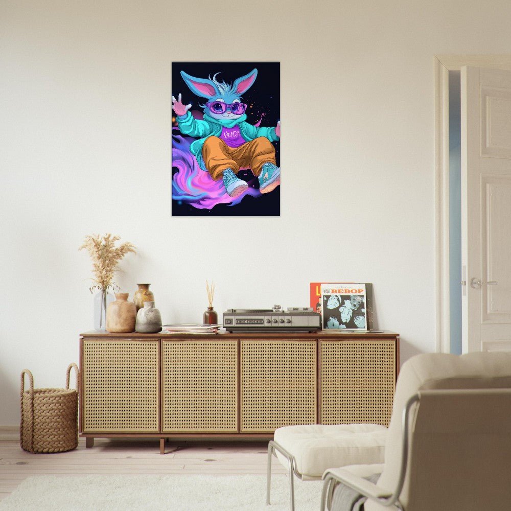 Neon Bunny Canvas Wall Art - ROMAG Store