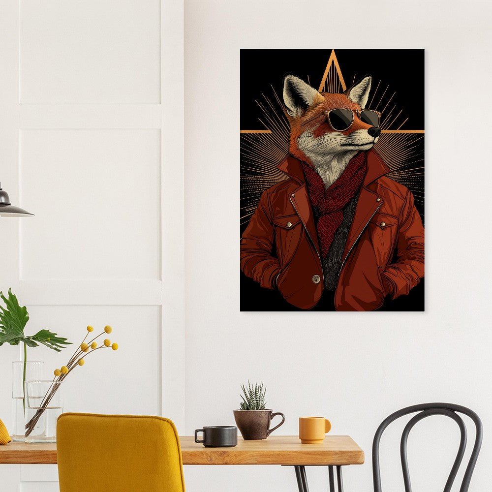 Chic Fox in Leather Jacket Canvas Print - ROMAG Store