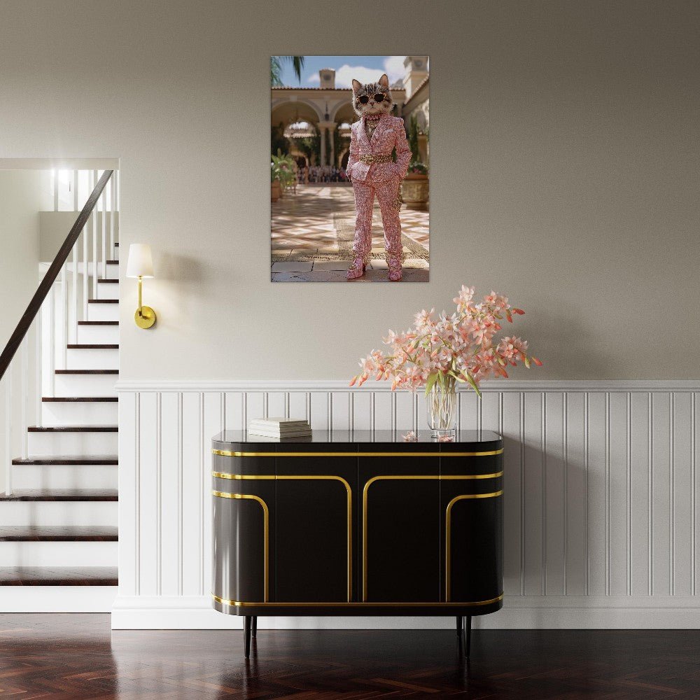 Luxury Cat in Pink Suit Canvas - ROMAG Store