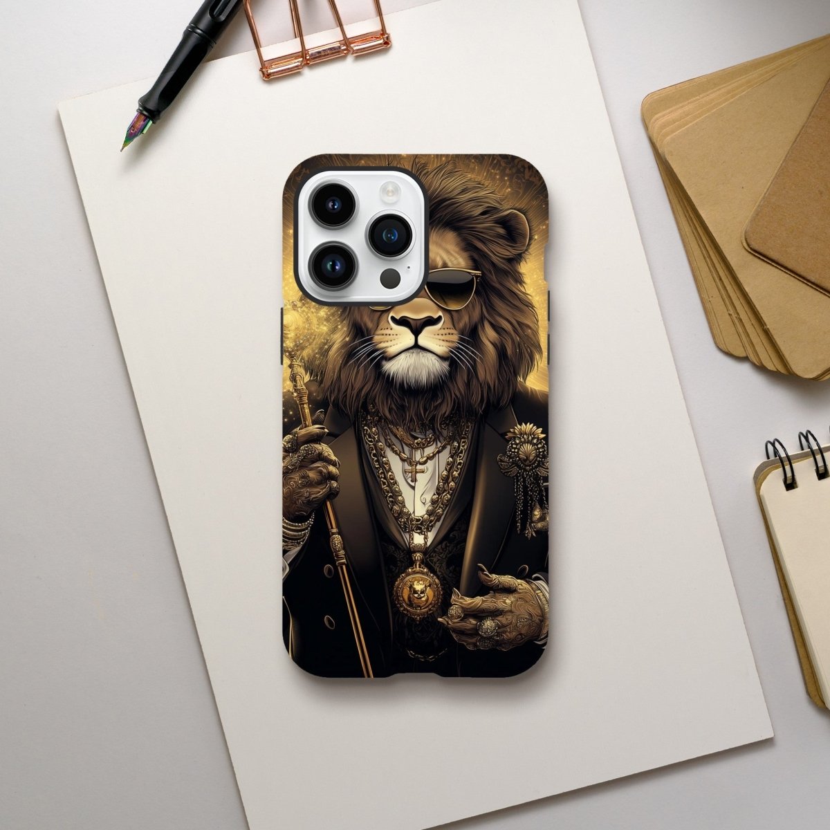 Regal Lion in Gold Glitz iPhone Tough Case - ROMAG Store