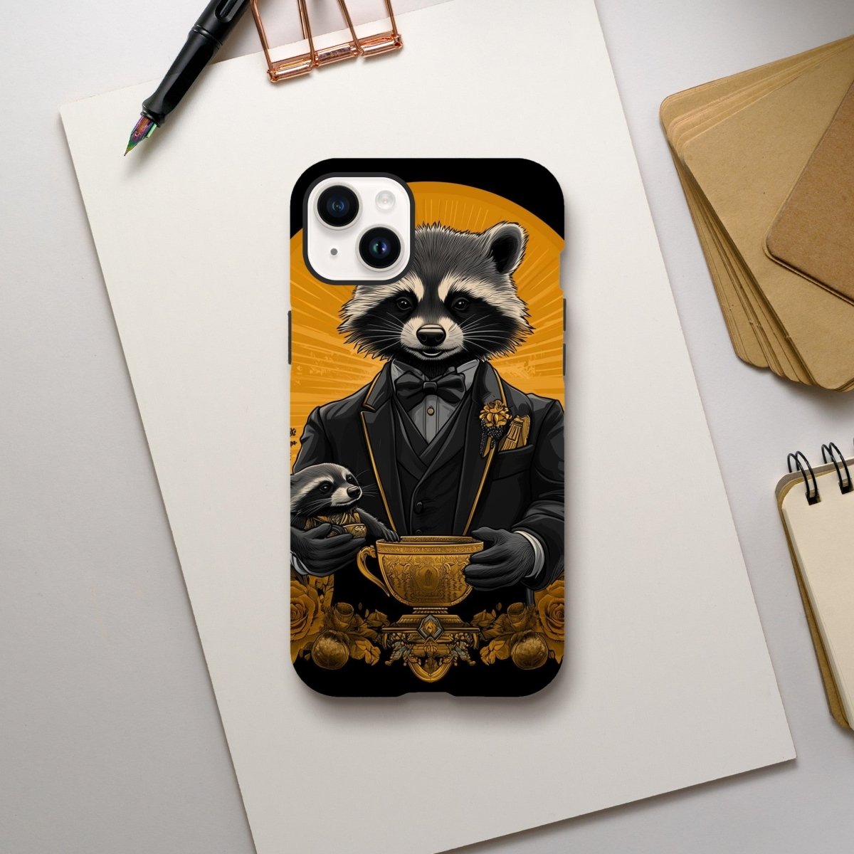 Dapper Raccoon & Pup 'Golden Hour' iPhone Tough Case - ROMAG Store