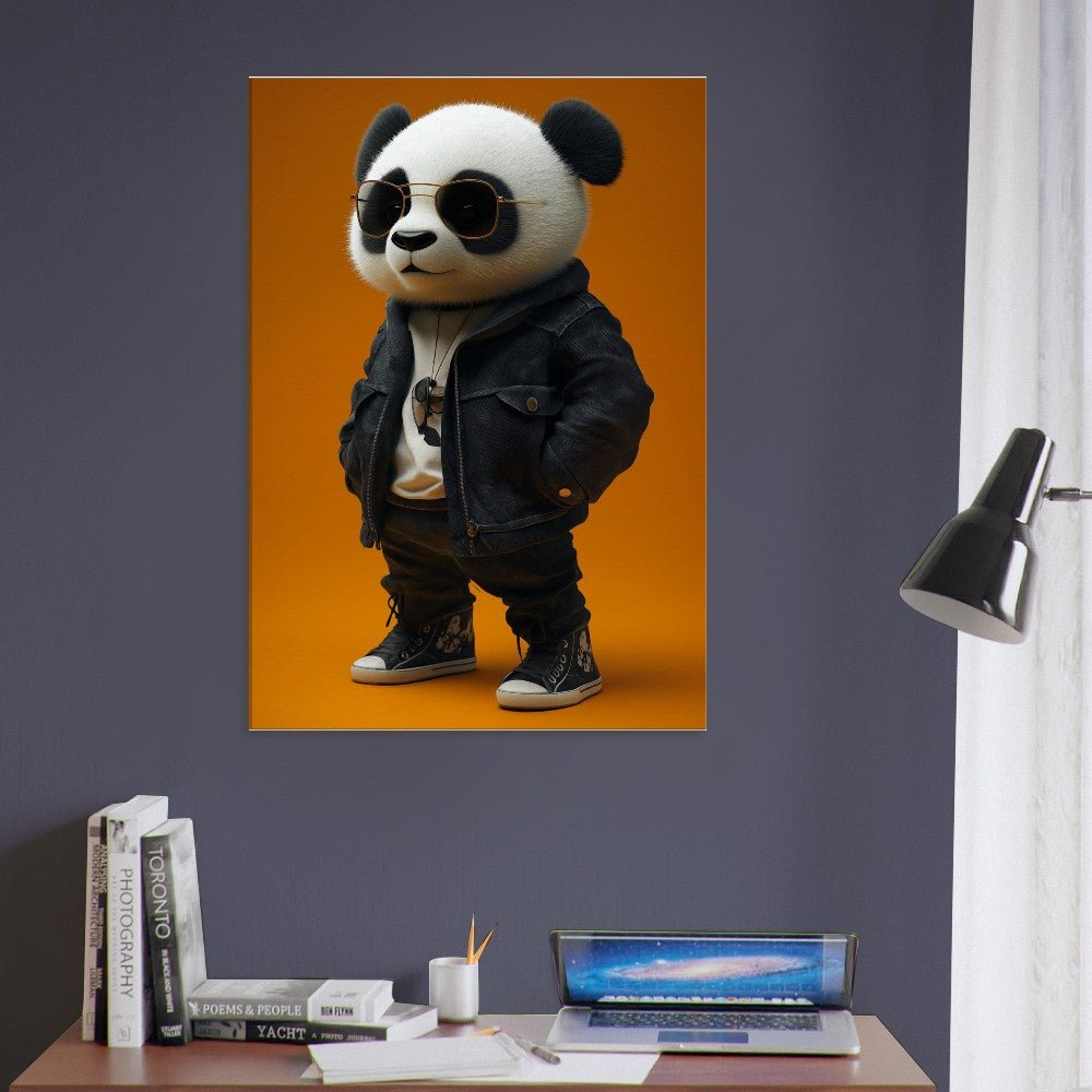 Cool Panda in Leather Jacket Canvas - ROMAG Store