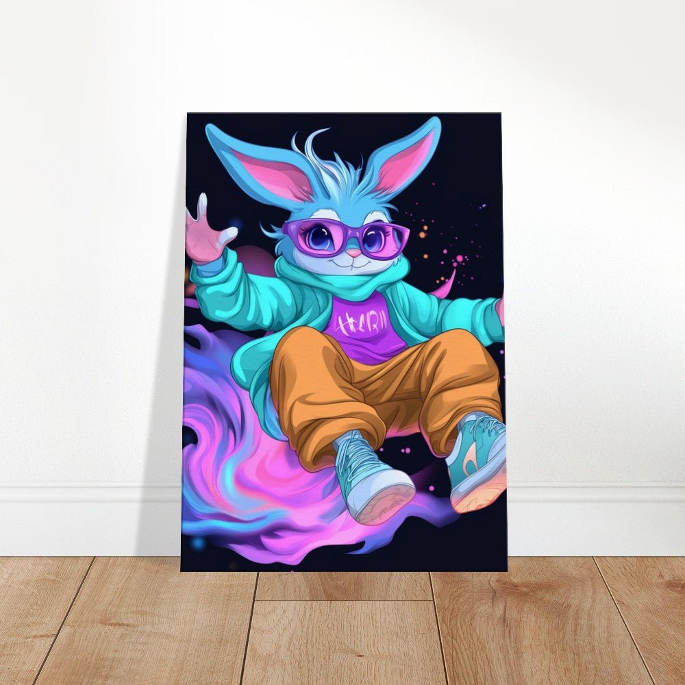 Neon Bunny Canvas Wall Art - ROMAG Store