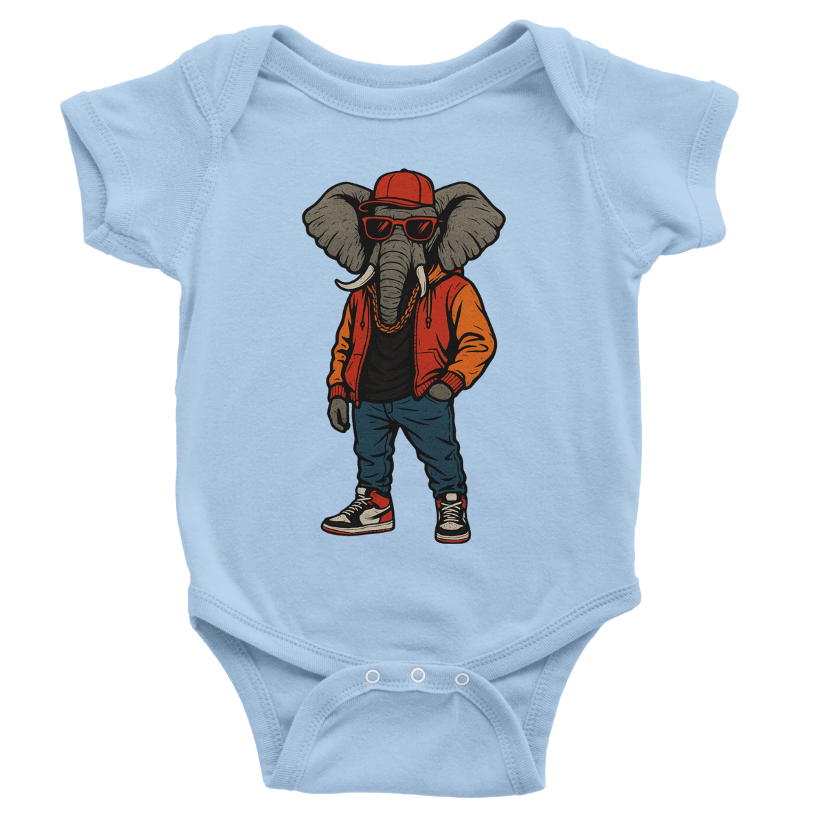 Urban Streetwear Elephant Baby Short Sleeve Bodysuit - ROMAG Store