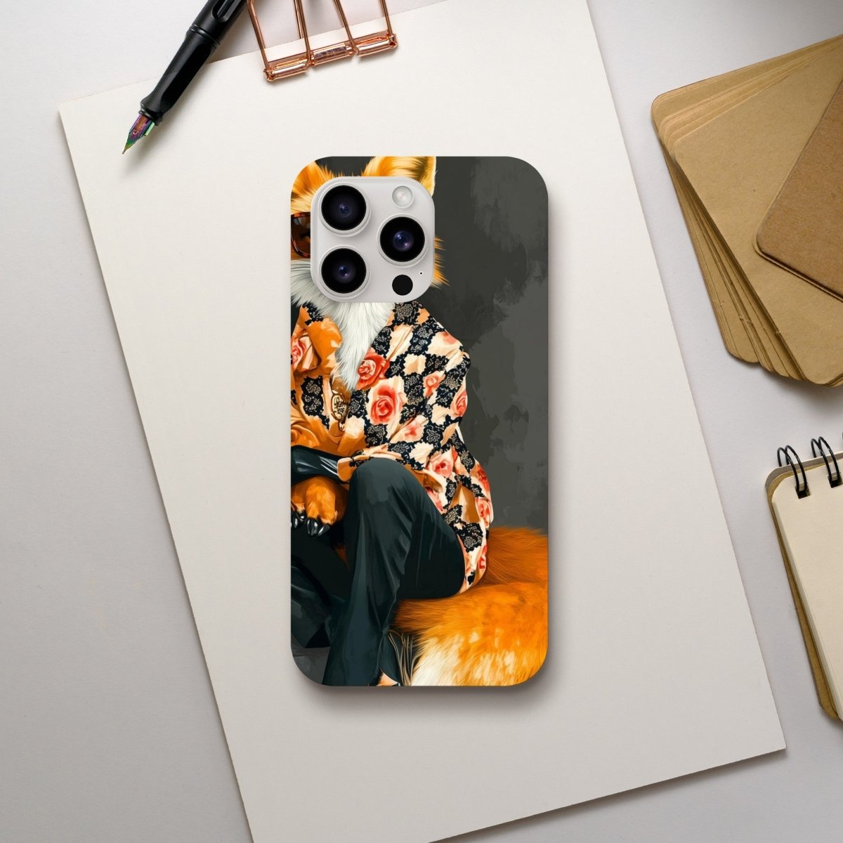 Chic Fox in Floral Shirt iPhone Tough Case - ROMAG Store