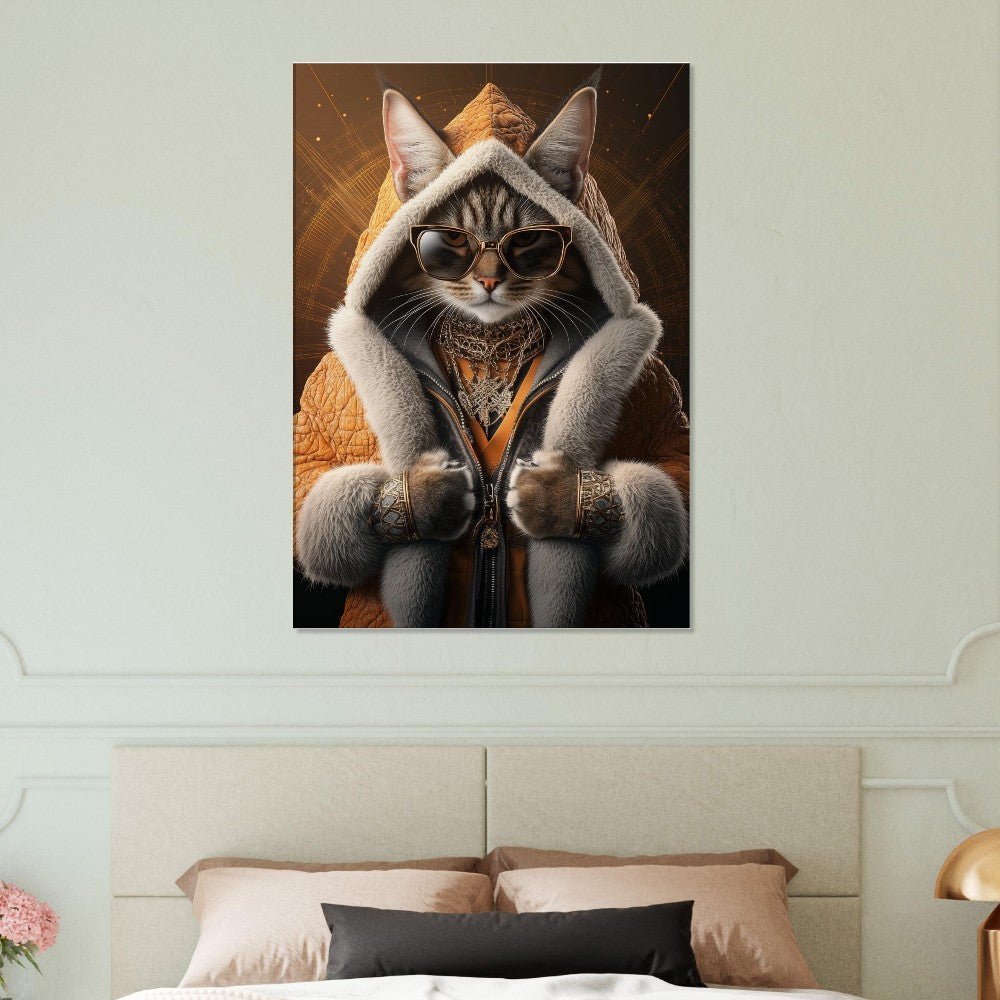 Luxury Cat in Fur Coat Canvas - ROMAG Store