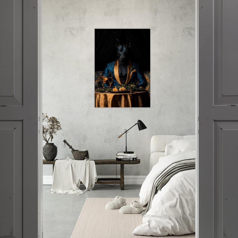 Doberman in Teal Suit Canvas - ROMAG Store