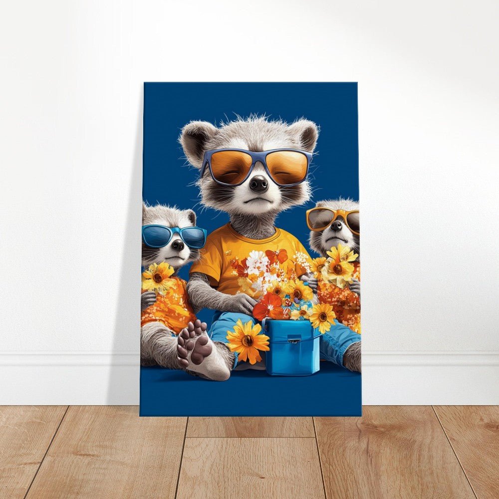 Cool Raccoon Family Canvas Art - ROMAG Store